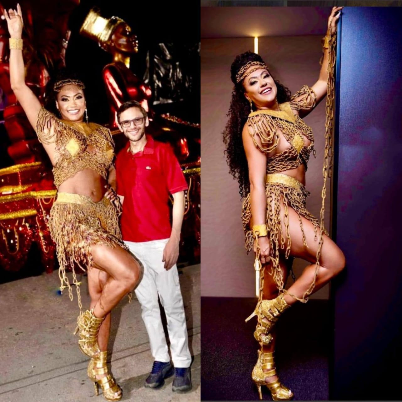 Adriana Santos celebra a força feminina  com look de barbante e látex assinado pelo maquiador Anderson Natio