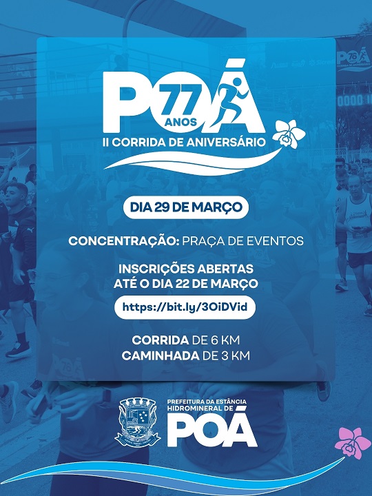 Poá terá II Corrida de Aniversário em comemoração aos 77 anos da cidade